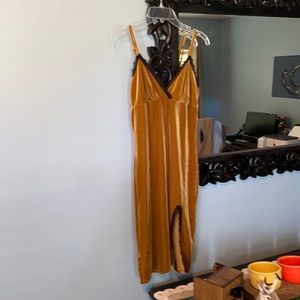 Mustard color lace velvet